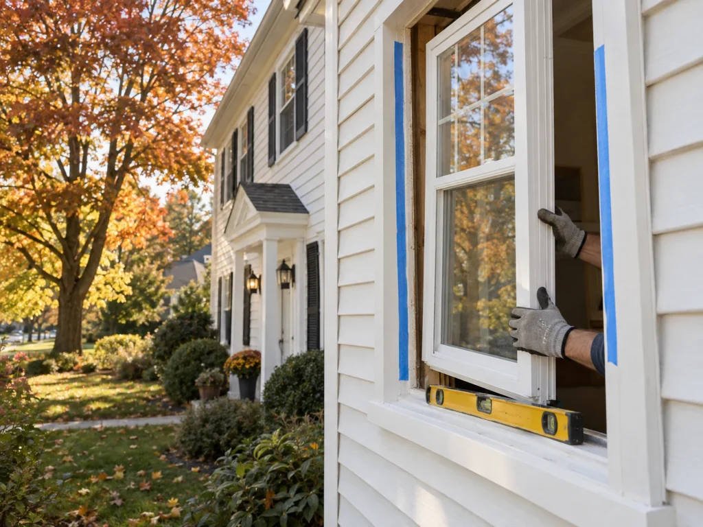 Replacement window being installed on a South Jersey home.
